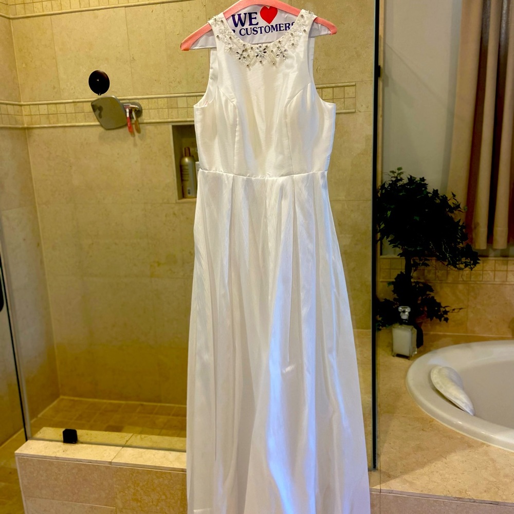 White beaded ball gown